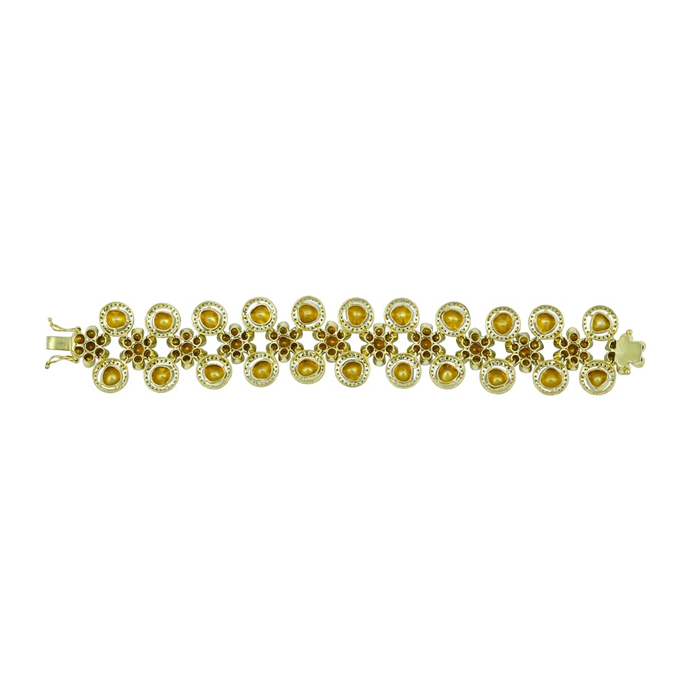 Polki Bracelet with Double Rows and Diamond Halos